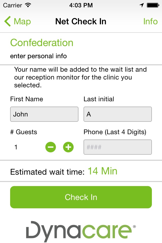 Dynacare - Net Check In screenshot 2