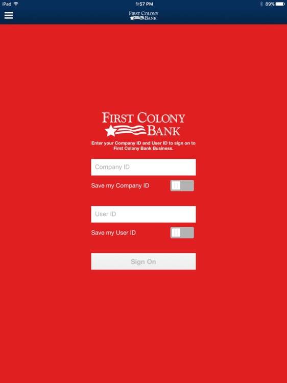 First Colony Bank Bus for iPad