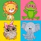 Memory matching game with cute images of funny animals that helps to improve your memory