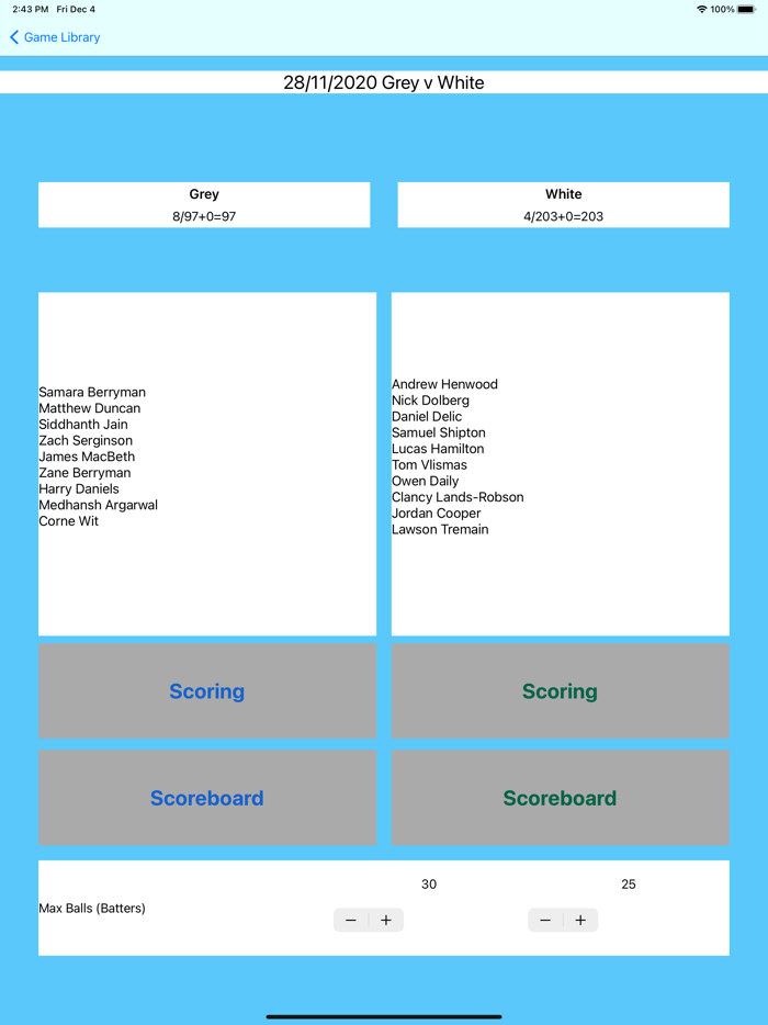 Junior Cricket Scorer