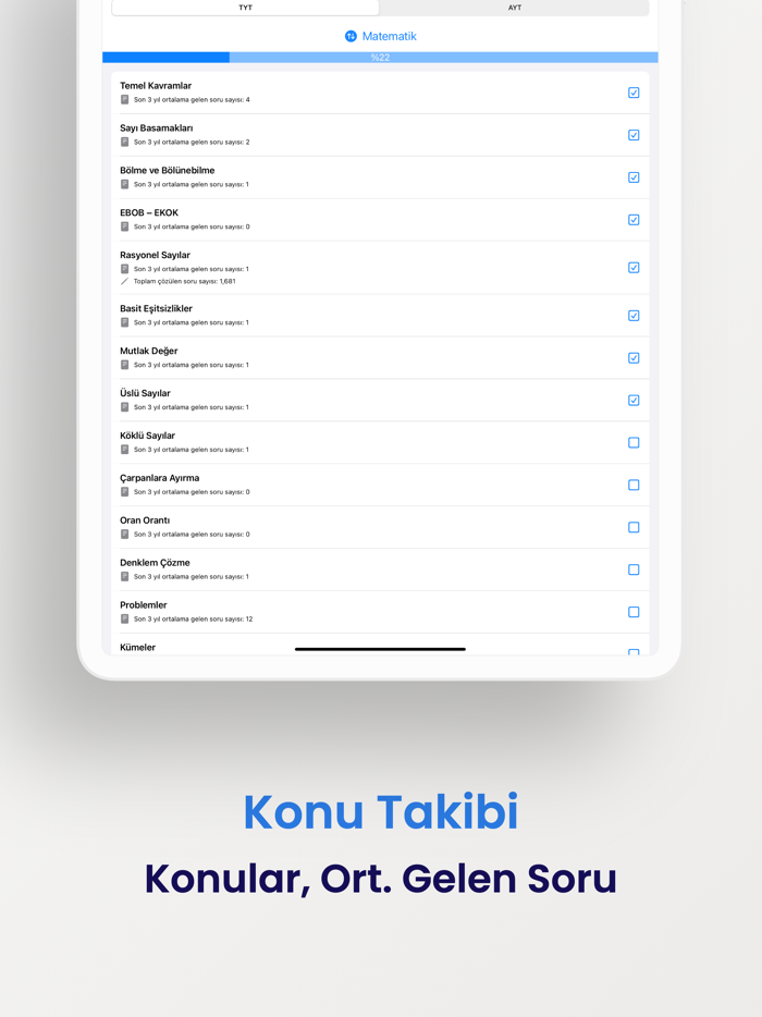 YKS Konu, Deneme, Soru Takibi