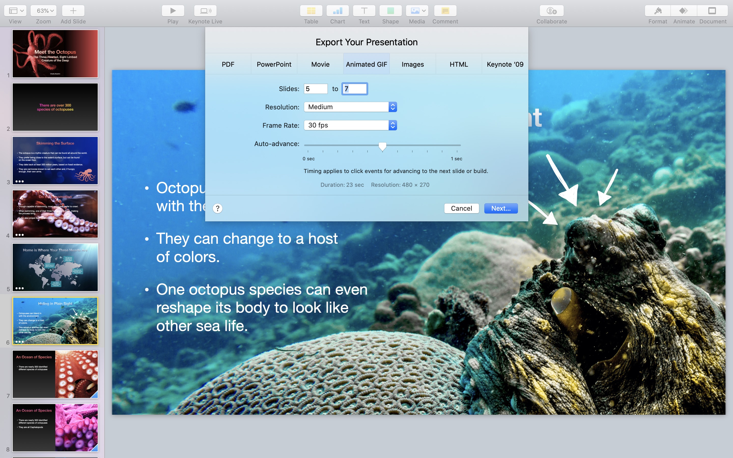 Screenshot do app Keynote