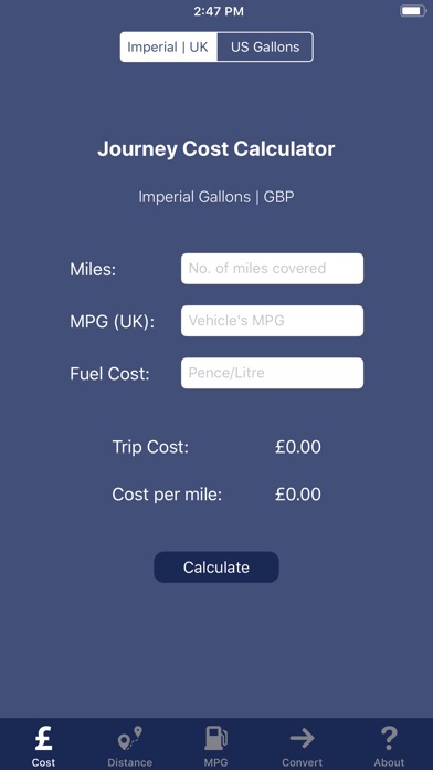 journey cost calculator mpg