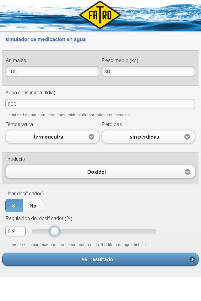Calculador dosificación agua screenshot 3