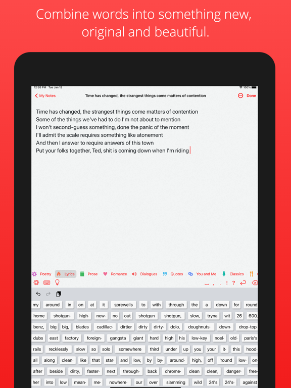 Creative Writer - Fun! Easy! Write! - Ideas for Writing and Texting - Flow of Words, Poetry and Lyrics screenshot
