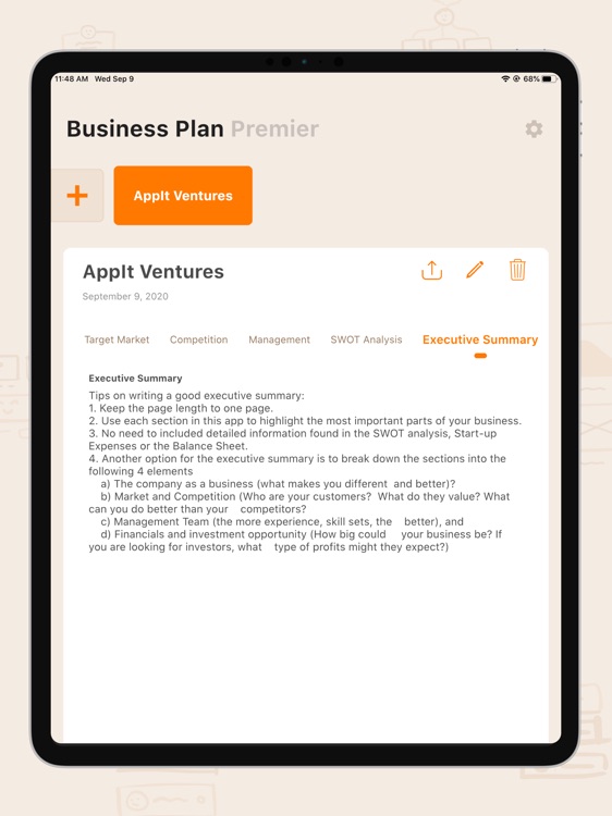 business plan premier app