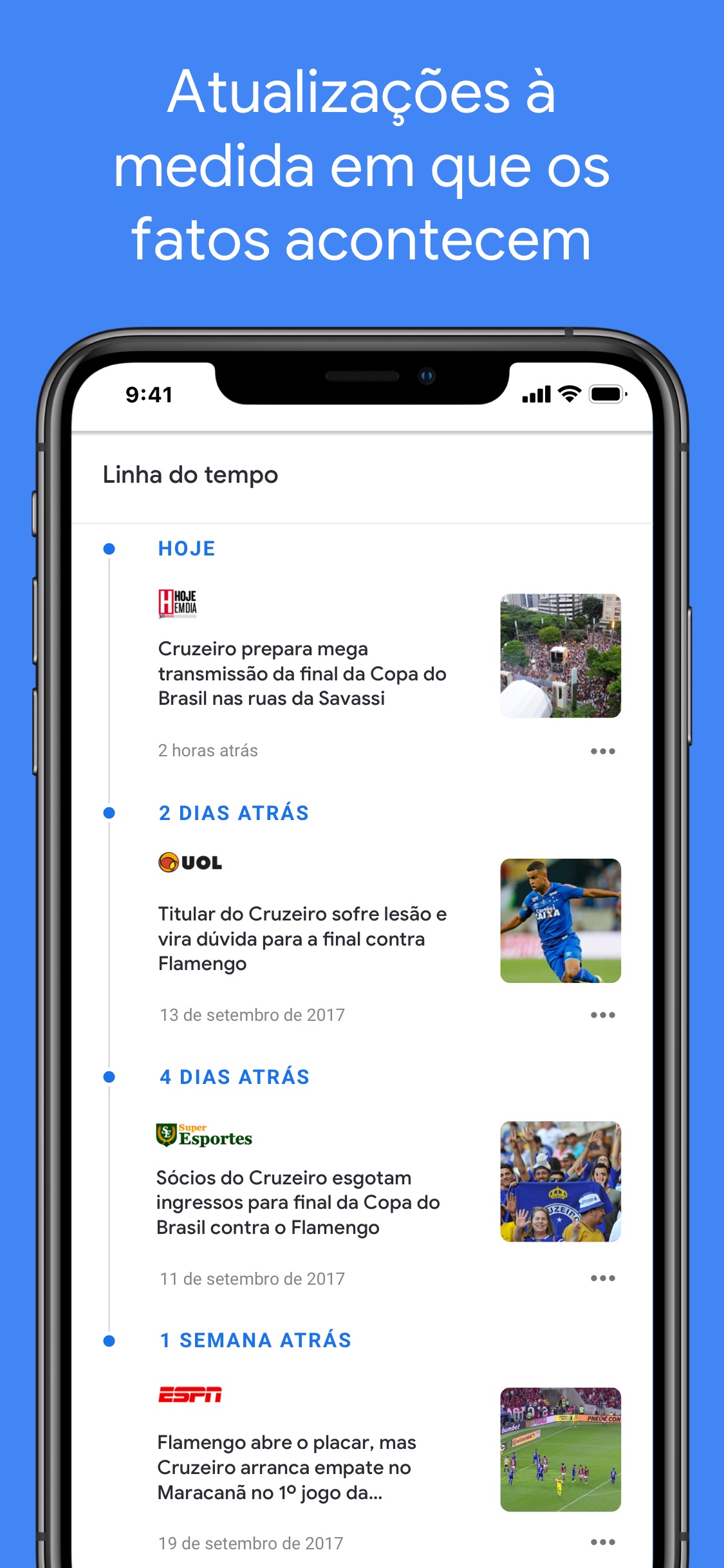 Screenshot do app Google Notícias