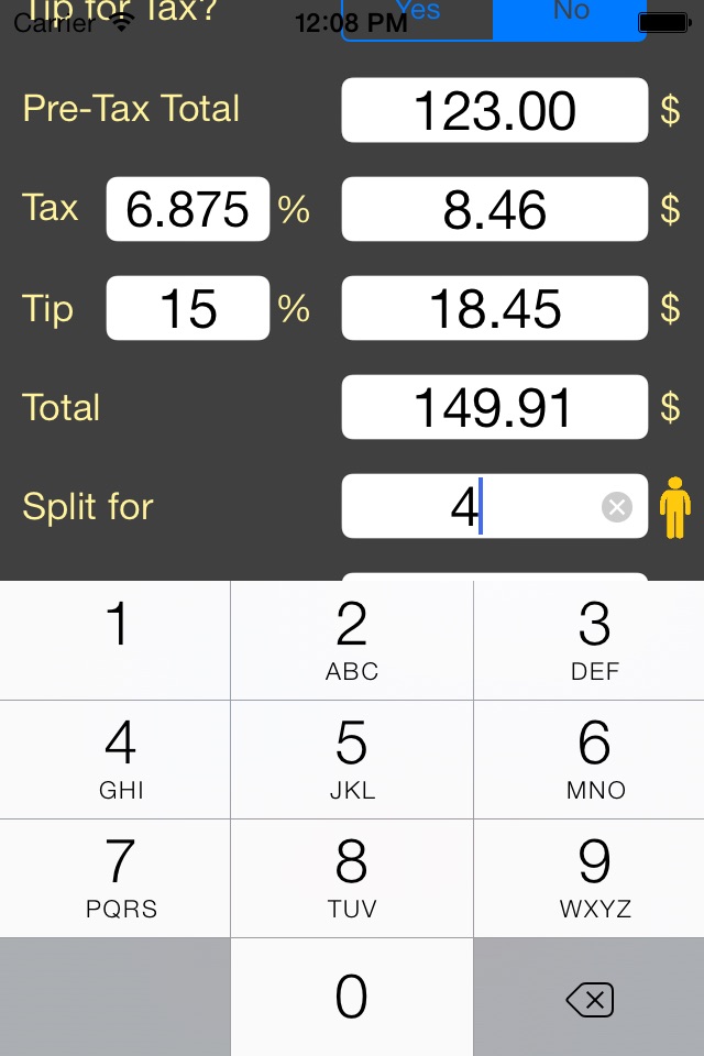 Tip Calculator w bill splitter screenshot 2