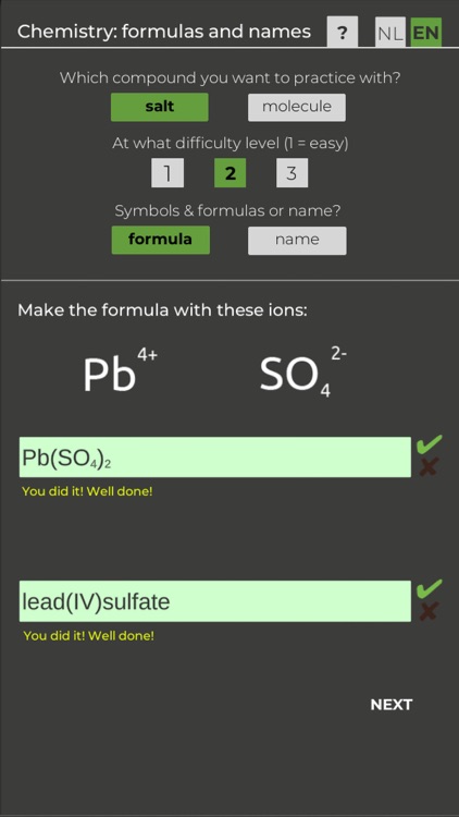 Chemistry formulas & names