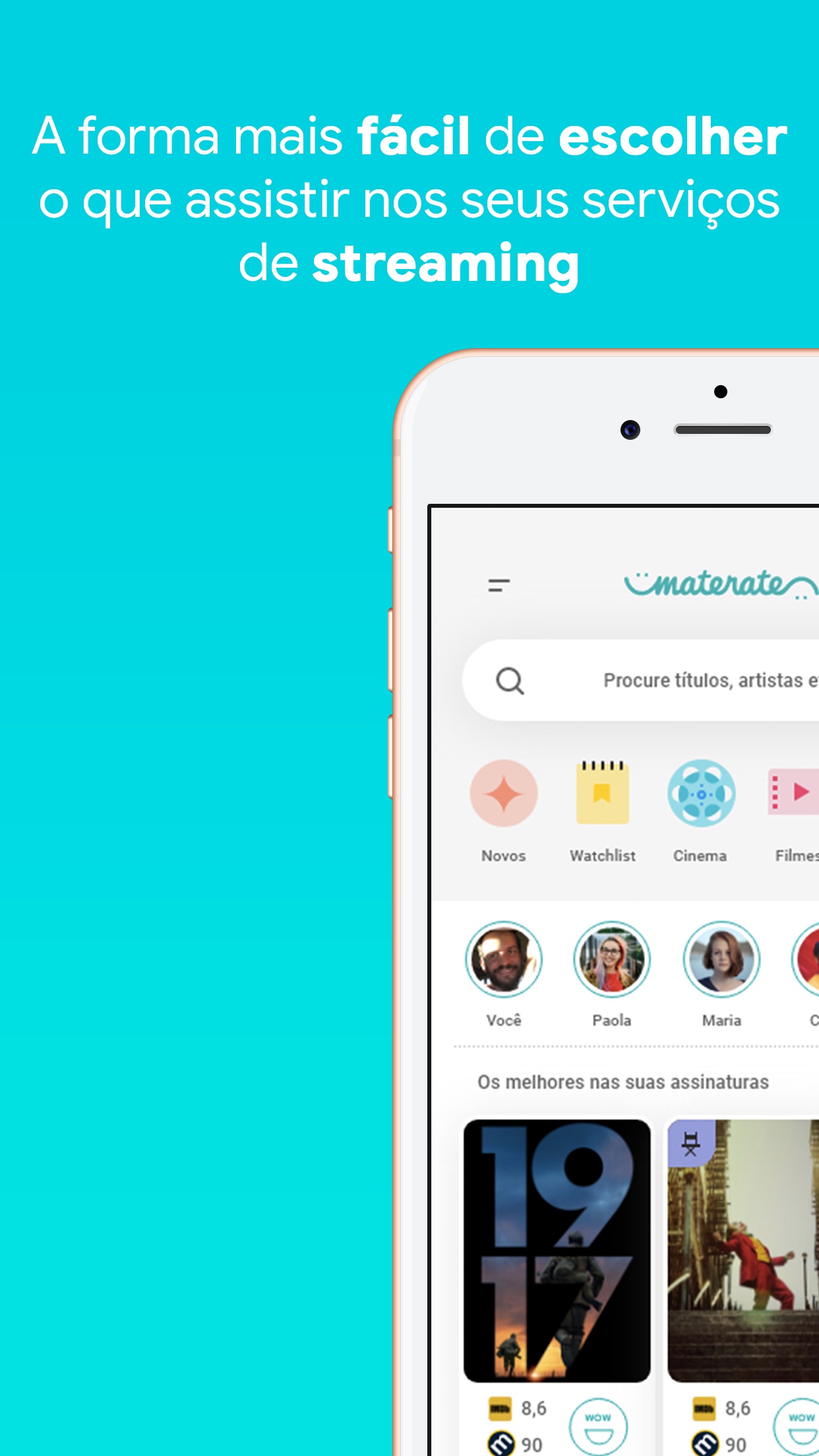Screenshot do app MateRate - Filmes e Séries