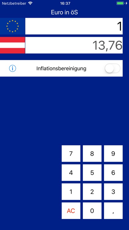 Euro in öS Schilling umrechnen