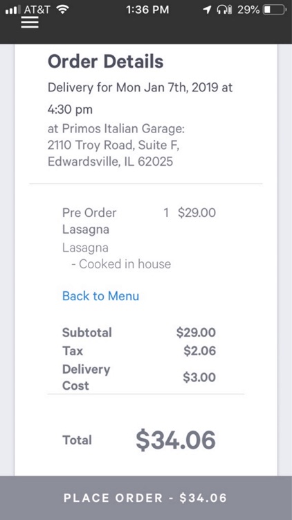 Primo's Italian Garage App