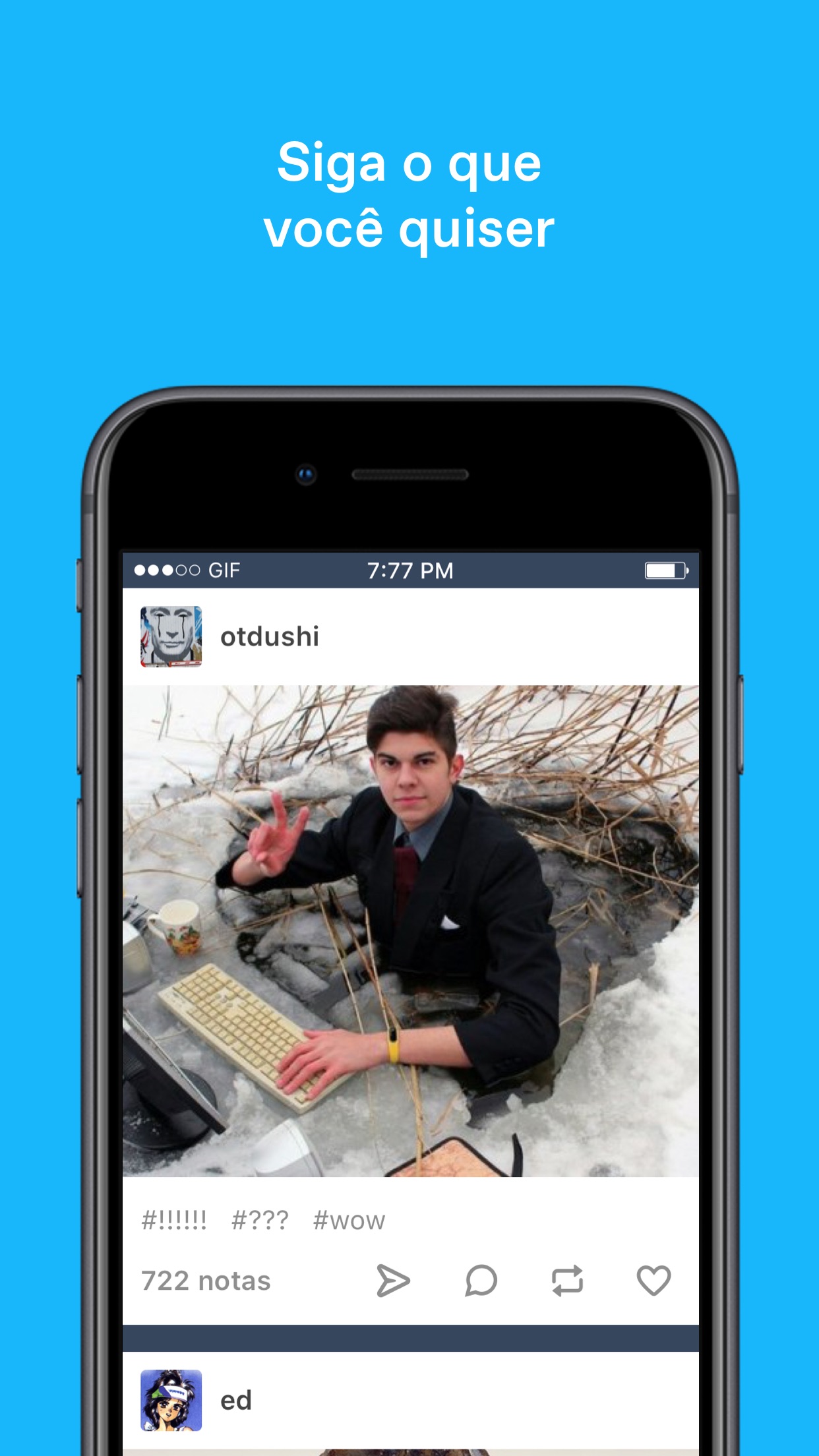 Screenshot do app Tumblr