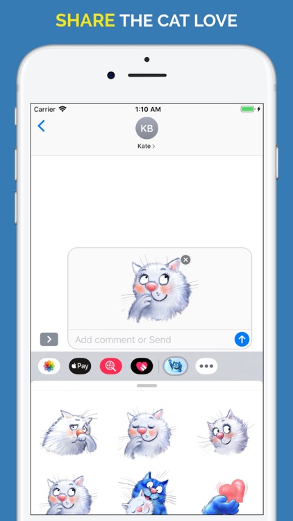 Blue Cat Emojis screenshot-7