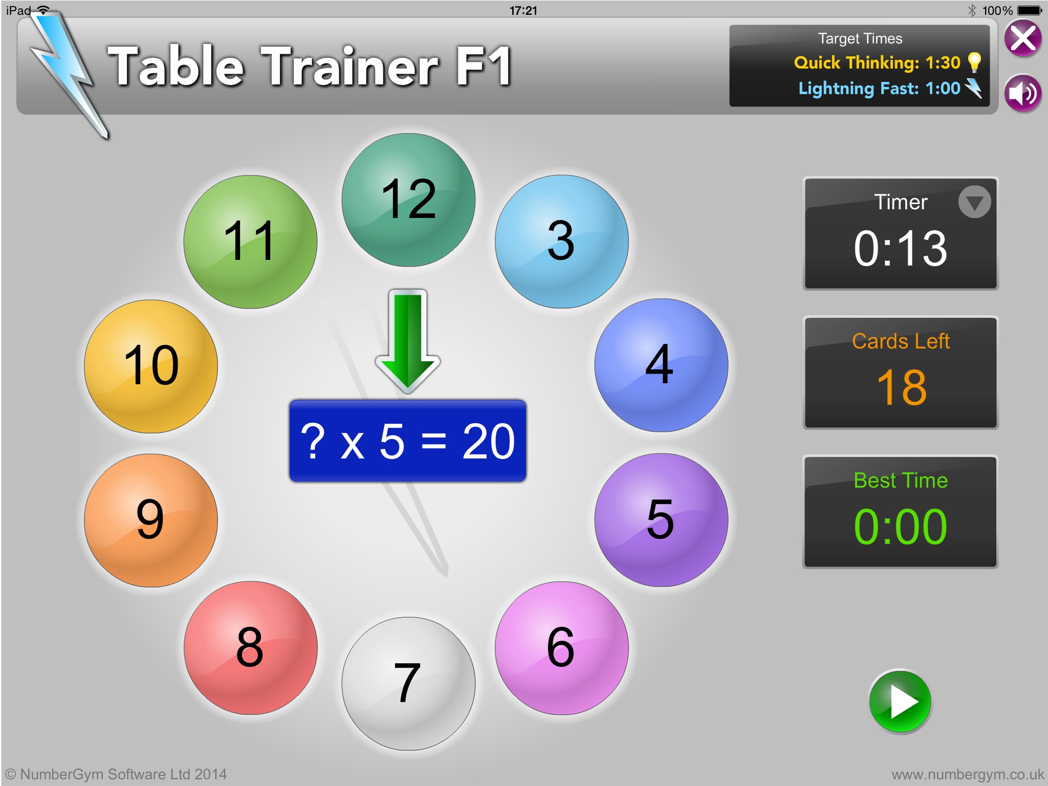 NumberGym's TableTrainer screenshot 2