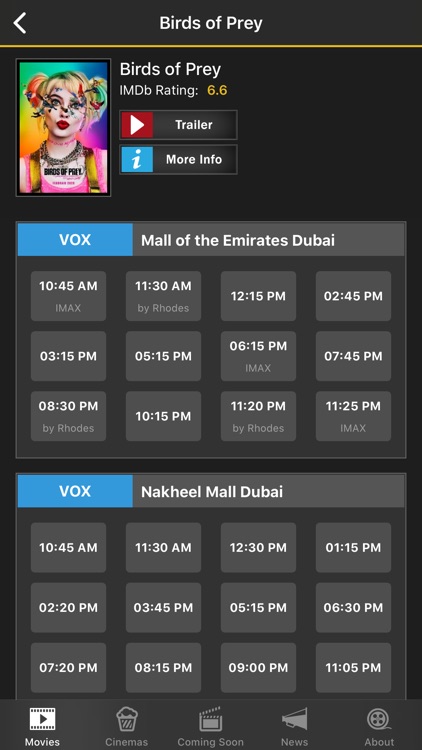 UAE Cinema Showtimes - Lite