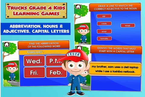 Kids Trucks Fourth Grade Games screenshot 2