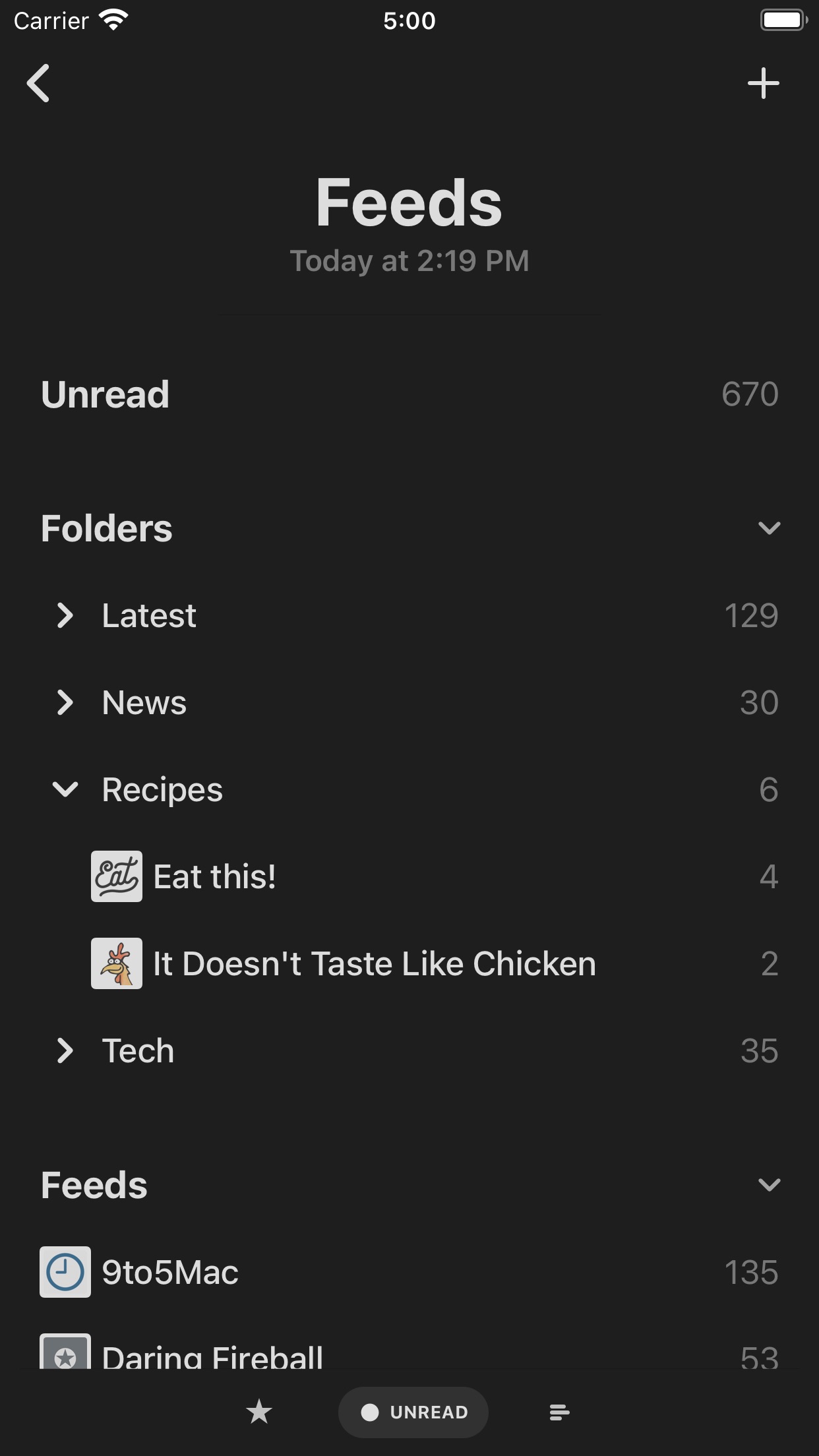 Screenshot do app Reeder 5