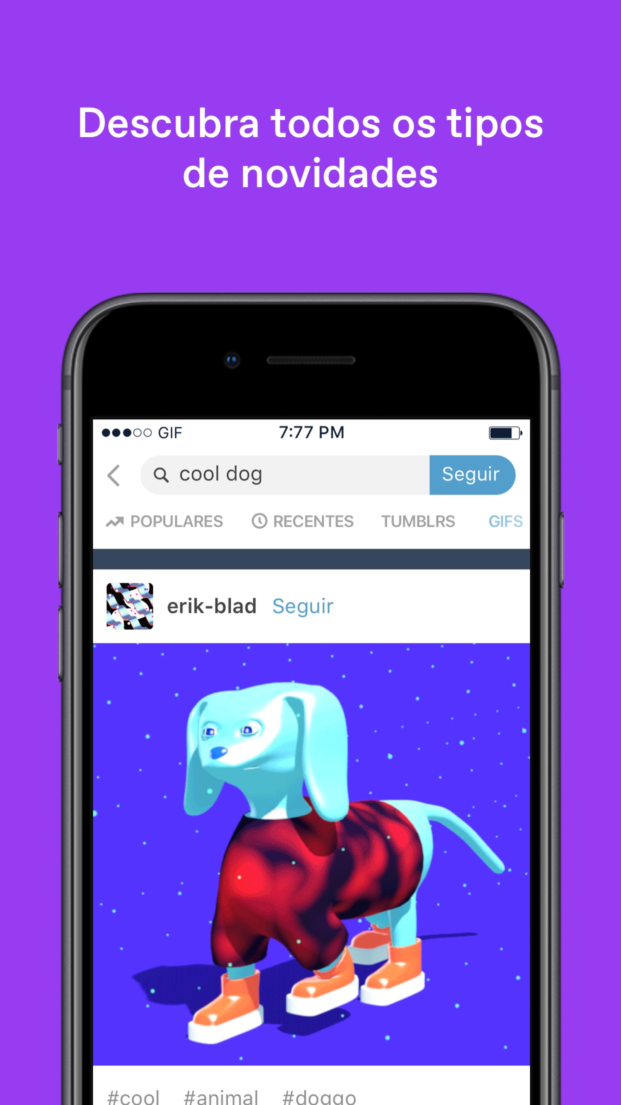 Screenshot do app Tumblr