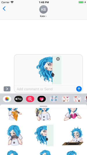 Blue Hair Girl Emojis(圖2)-速報App