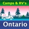 Ontario Camping spots & RV's  map is to find the Campsites or RV Parks any where near your place with in province