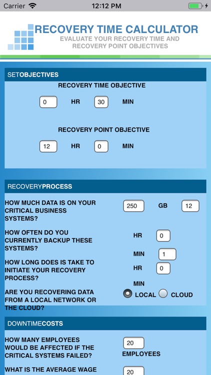 ReGen Downtime Calculator