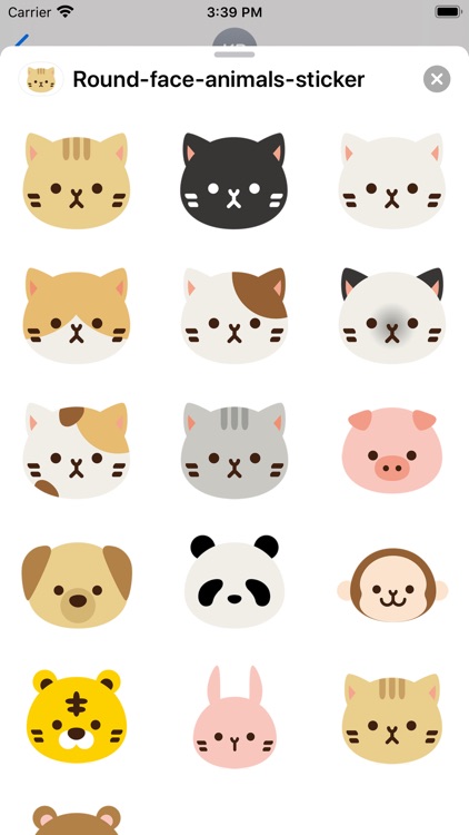 Round face animals sticker