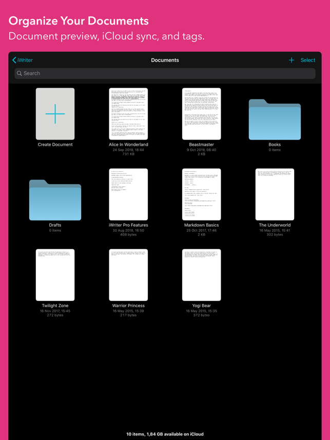 Snímek obrazovky iWriter