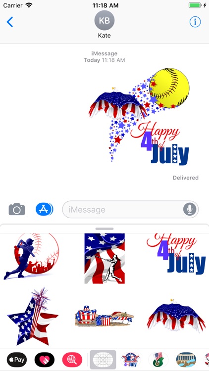 Softball 4th of July Stickers