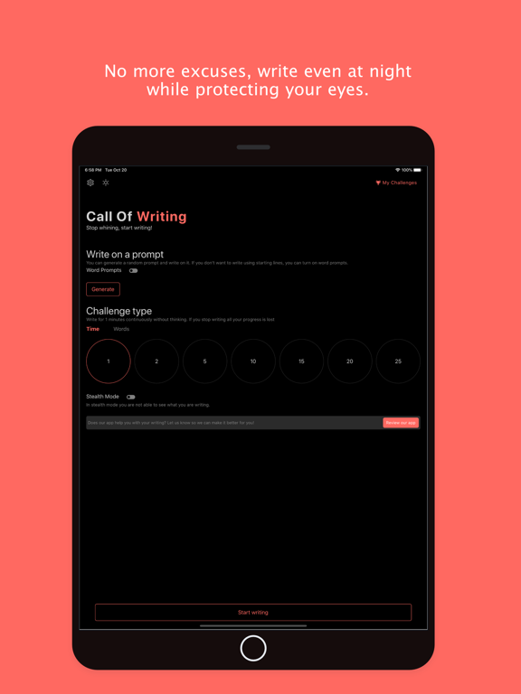Call of Writing - Daily Prompt screenshot 2