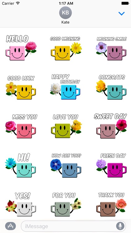 Animated Flower In Cup Sticker