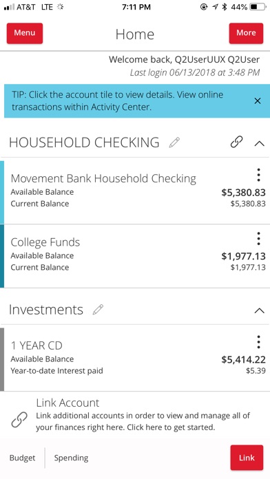 Image of Movement Bank Mobile App