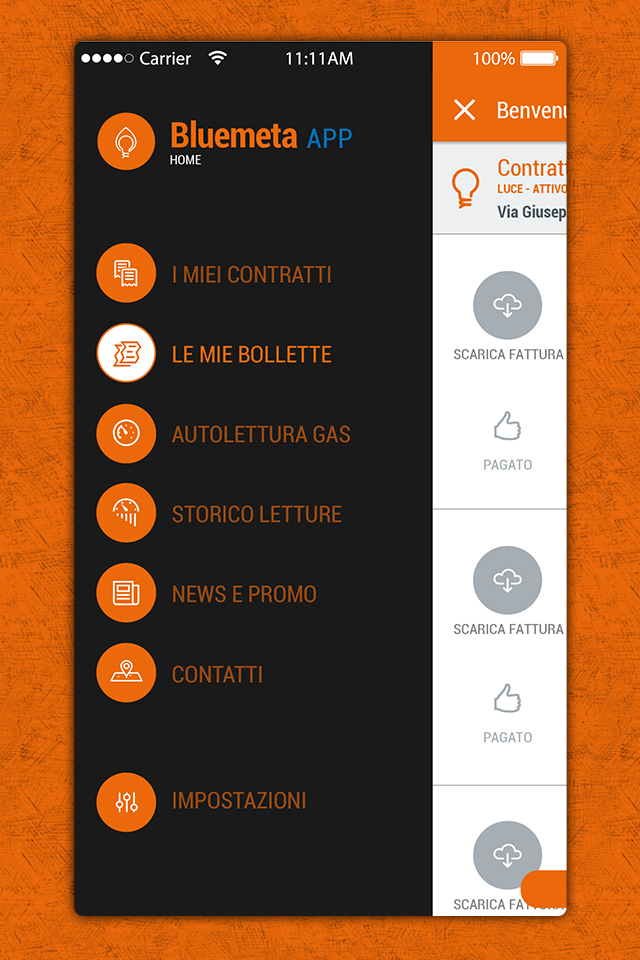 Bluemeta App gas e luce
