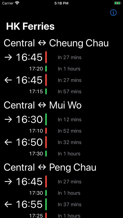 HK Ferries Timetable