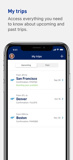 JetBlue app screenshot