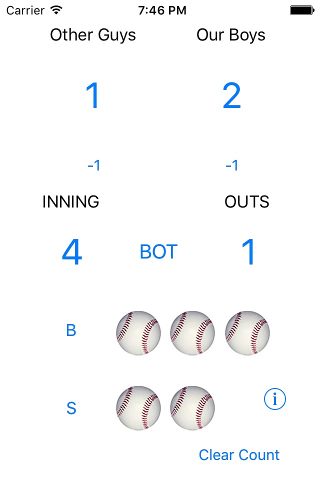 Score Keeper Baseball: Basic screenshot 2