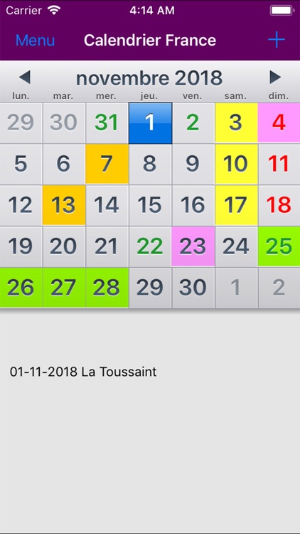 Calendrier 2019 France NoAds