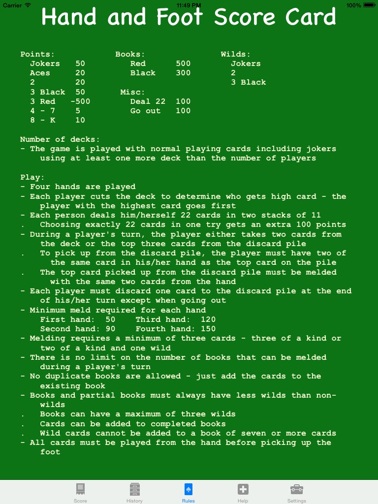 Hand and Foot Score Card screenshot 3