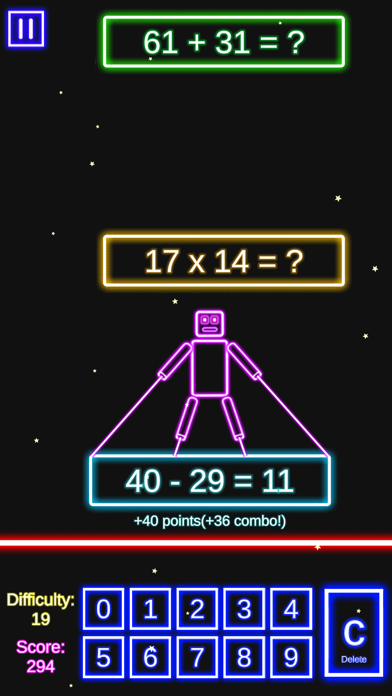 Laser Math Game: 4 Operations screenshot 2