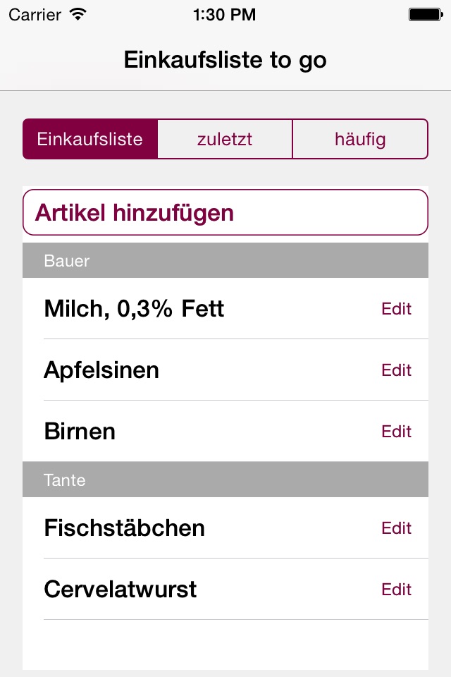familyList Einkaufsliste to go screenshot 2
