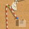 A simple game where you need to wrap the rope around pins to create a road for balls