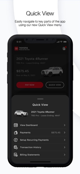 Toyota Financial Services app screenshot