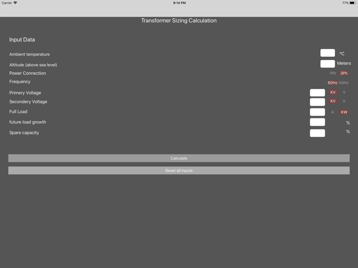 Transformer Sizing Calculation