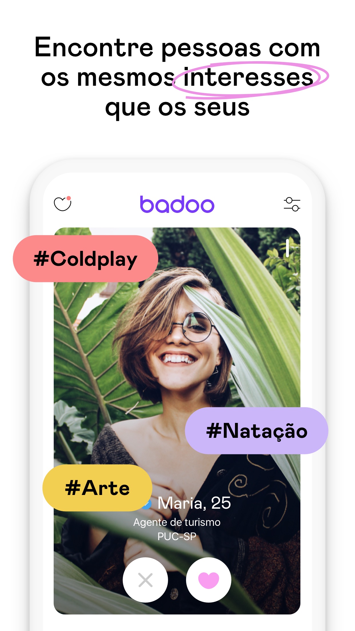 Screenshot do app Badoo — Bate-papo e namoro