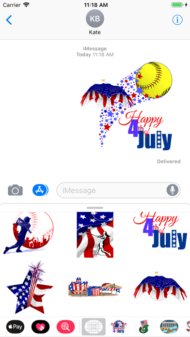 Softball 4th of July Stickers screenshot 3