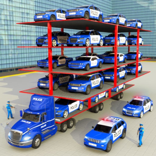 US Police Car Transport Truck: Police Vehicle Transporter Games