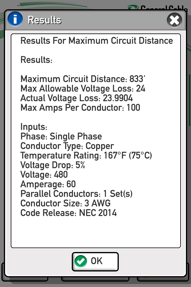 Prysmian Group Voltage Drop screenshot 4