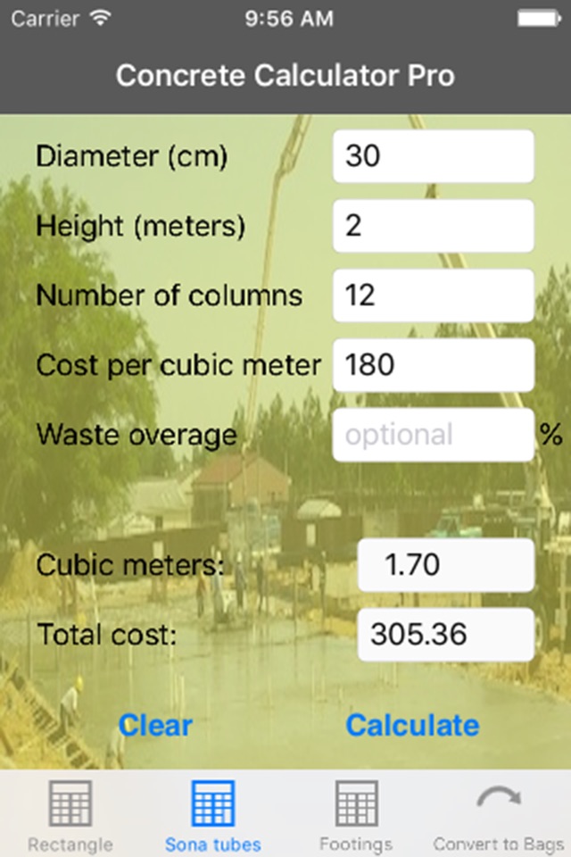 Concrete Calculator Pro Metric screenshot 2