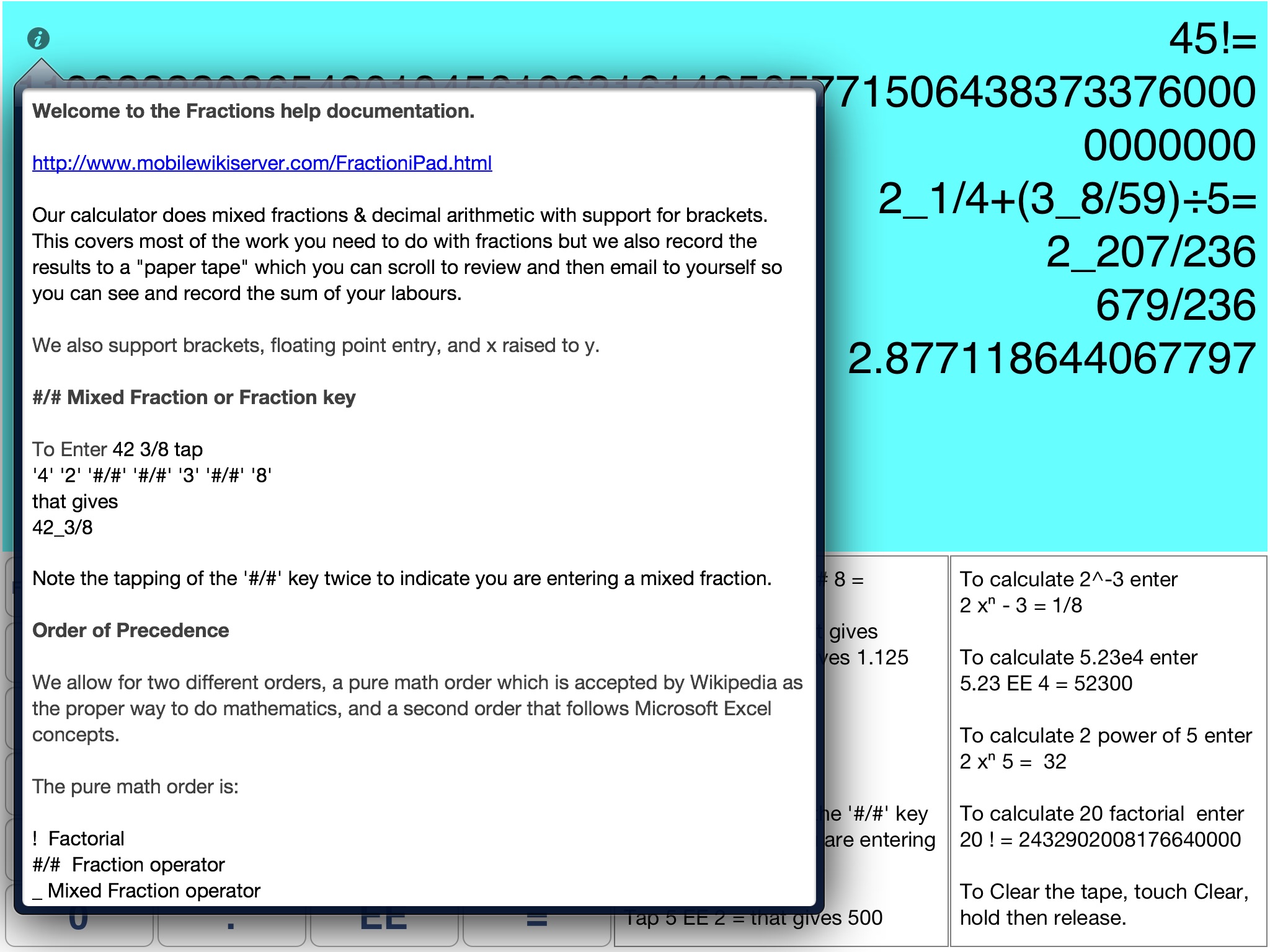 Fractions Calculator Large screenshot 3