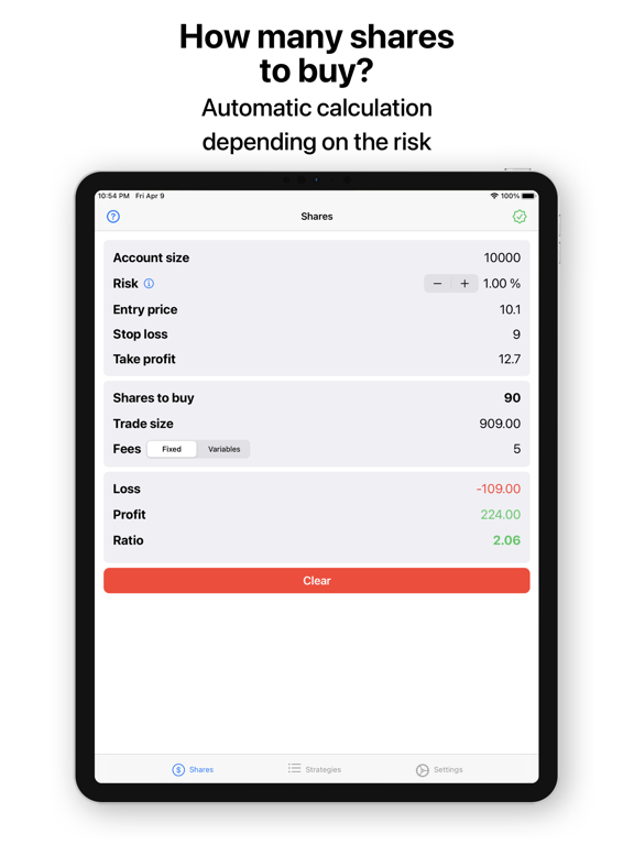 Trade Size stock trading risk screenshot 3